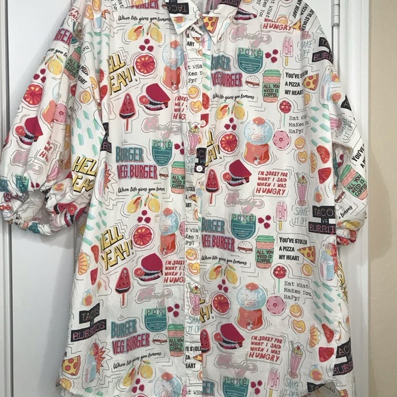 Zara Colorful Graphic Print Button-Up Tunic OVERSIZED - Picture 5 of 11